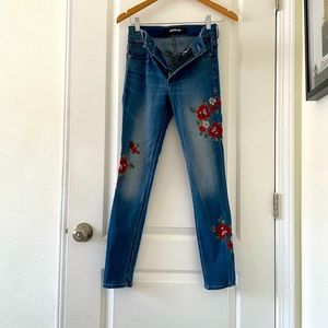 Express legging high rise embroidered flower jeans size 0S